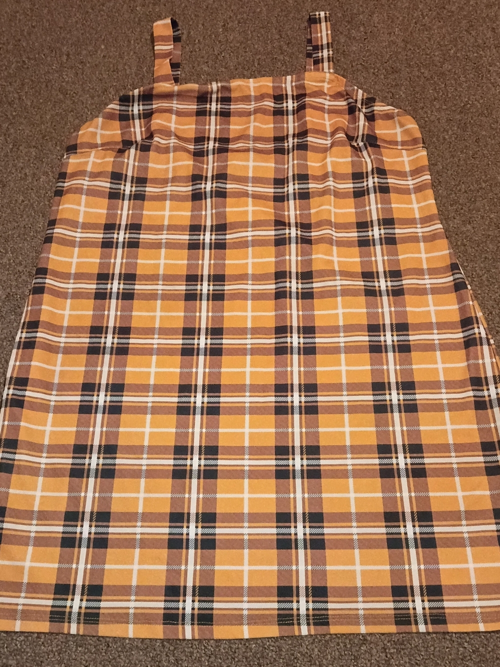 SHEIN Yellow Plaid A-Line Strap Skirt